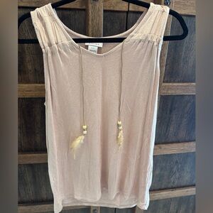 Ariat Blush Pink Beaded Tassel Sleeveless Tank